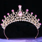 DIEZI Baroque Princess Queen Bridal Crown Purple Crystal Tiara For Women Wedding Vintage Crown Hair Dress Accessories Jewelry