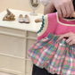Girl's Clothing Sets 2025 Summer Korean Pink Thin Knitted Girl Set Children Hollow Breathable Vest +Flower Bud Shorts Two-piece