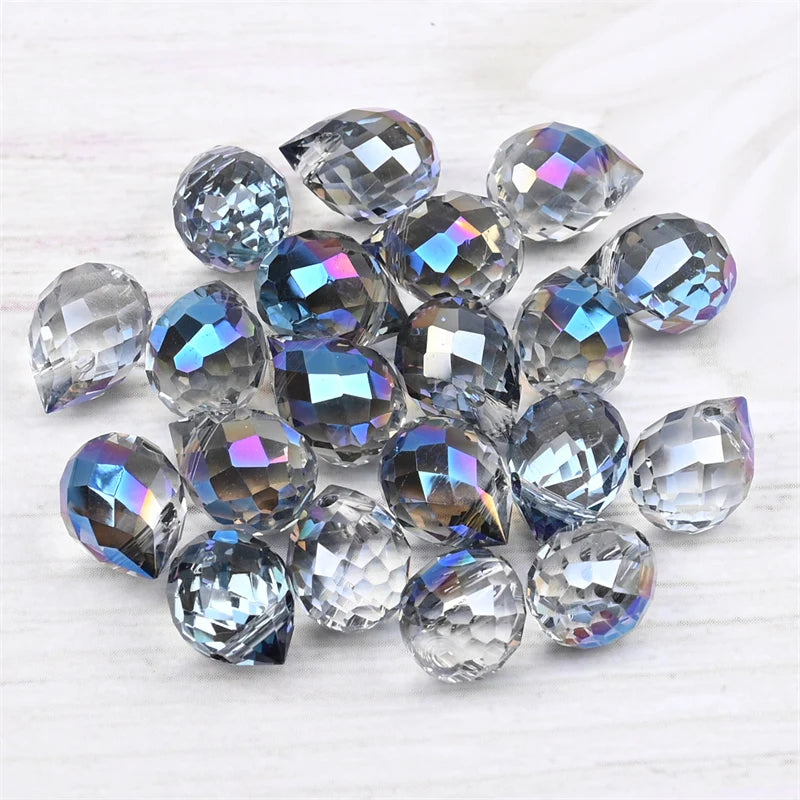 Austria Pear Shape Crystal Faceted Beads 10Mm Assorted Glass Spacer Chandelier Beads for Wedding Diy Necklace Bracelet Earring