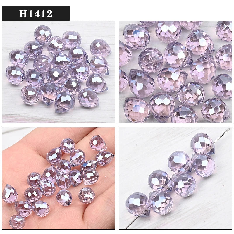 Austria Pear Shape Crystal Faceted Beads 10Mm Assorted Glass Spacer Chandelier Beads for Wedding Diy Necklace Bracelet Earring