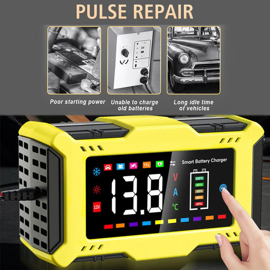 For Lead Acid / Lithium Iron Battery 14.6V/12V 6A 90W EU US Plug Car Battery Charger Pulse Repair 110V/240V Input