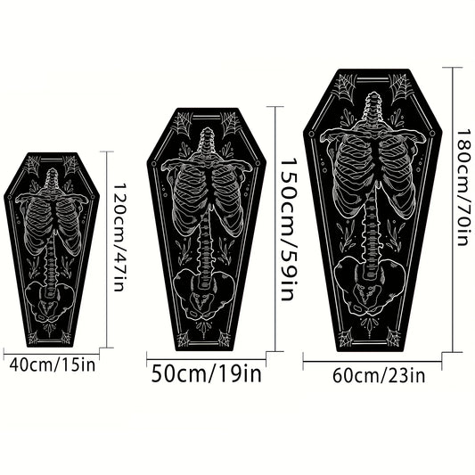 VIKAMA Gothic Coffin Shape Carpet Human Skeleton Pattern Soft Non-Slip Diablo Living Room Bedroom Halloween Party Decoration
