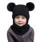 Pompom Baby Winter Hat Scarf One-piece Kids Knitted Beanie Warm Ears Neck Children Bonnet Infant Cap for Girls Boys 1-5Y