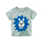 2-9 Years T Shirt Cartoon Animals Baby Kids Boys Girls Children Cotton Short Sleeves Summer Clothing Dinosaur Printing KF917