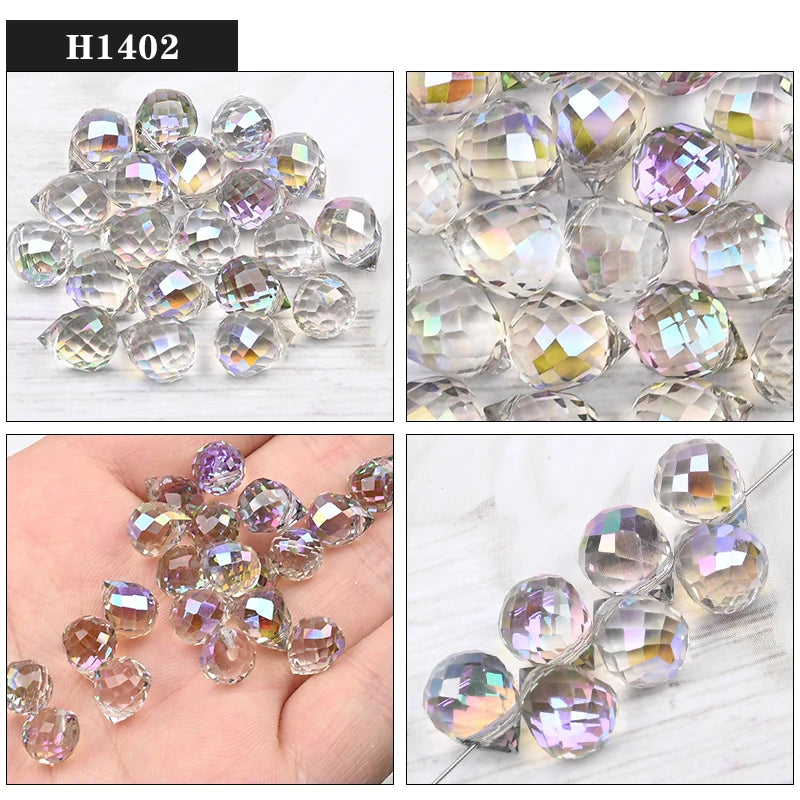 Austria Pear Shape Crystal Faceted Beads 10Mm Assorted Glass Spacer Chandelier Beads for Wedding Diy Necklace Bracelet Earring