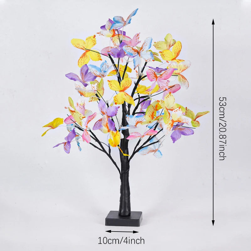 Tabletop Bonsai Tree Lights, Butterfly Tree Lamp, DIY Decorative LED Night Light,for Gift Party Holiday Camping Summer Home Deco