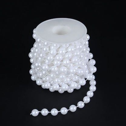 5yards/roll Imitation Pearl Chain White 3-12mm Round Beads Chain for Home Wedding Clothing Decoration Jewelry Making Accessories