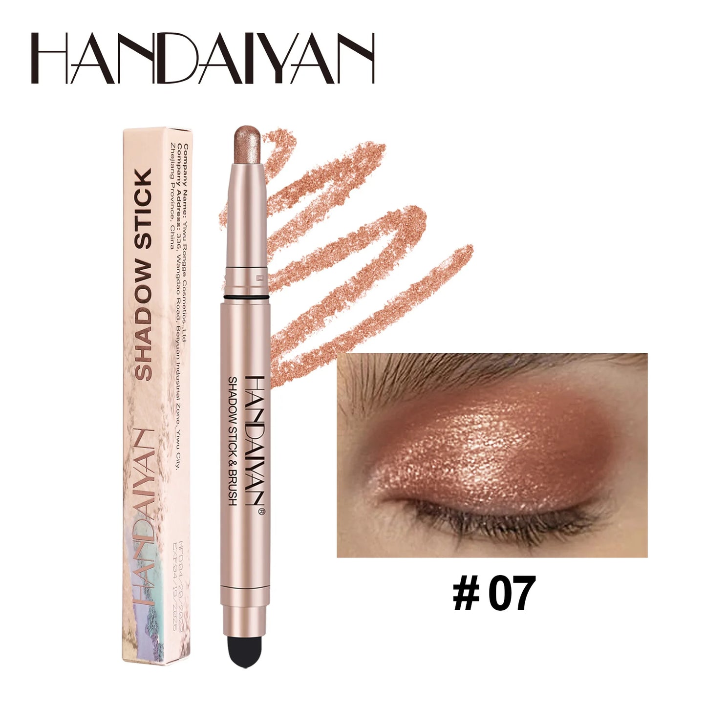 12 Colors Eyeshadow Stick Double Head Waterproof Long Lasting Metallic Shimmer Highlighter Cream Pen with Brush for Eyes