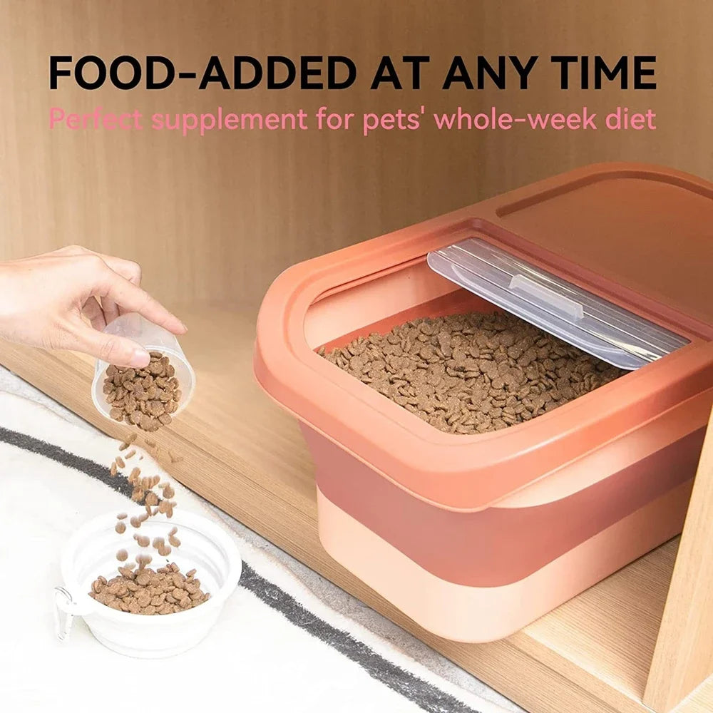 Collapsible Cat Dog Food Storage Container with Lid Folding Pet Food Container Airtight Sealing Box Kitchen Grain Storage Boxes