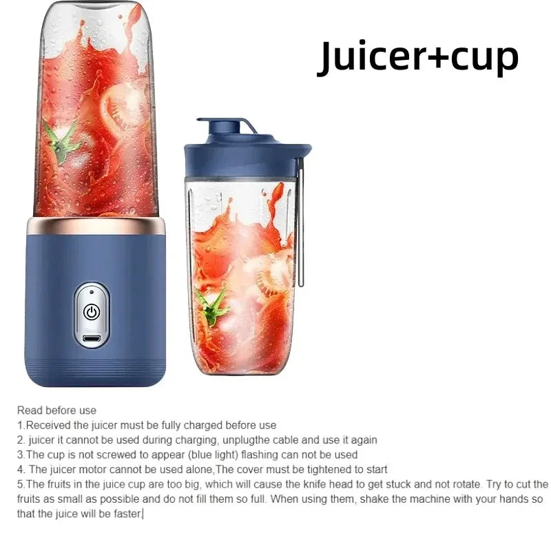 6-color 400ml portable blender, electric cup juicer, travel portable fresh juice blender, USB milkshake blender，Kitchen tools