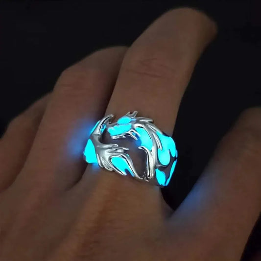 Luminous Dragon Rings for Men Women Punk Rings Free Size Finger Ring Glow in The Dark Ring Ring Jewelry