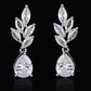 LXOEN Marquise Cut Flower Zirconia Crystal Long Drop Earrings for Women Shiny Leaf CZ Stone Bridal Wedding Jewelry