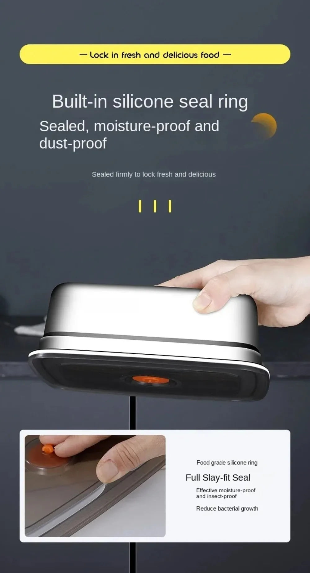 Stainless Steel Camping Lunch Box Leak-proof Sealed Bento Box Microwave Suitable Large Capacity Refrigerator Freezer Storage Box