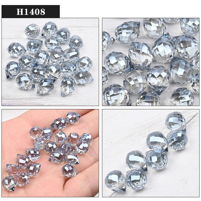 Austria Pear Shape Crystal Faceted Beads 10Mm Assorted Glass Spacer Chandelier Beads for Wedding Diy Necklace Bracelet Earring
