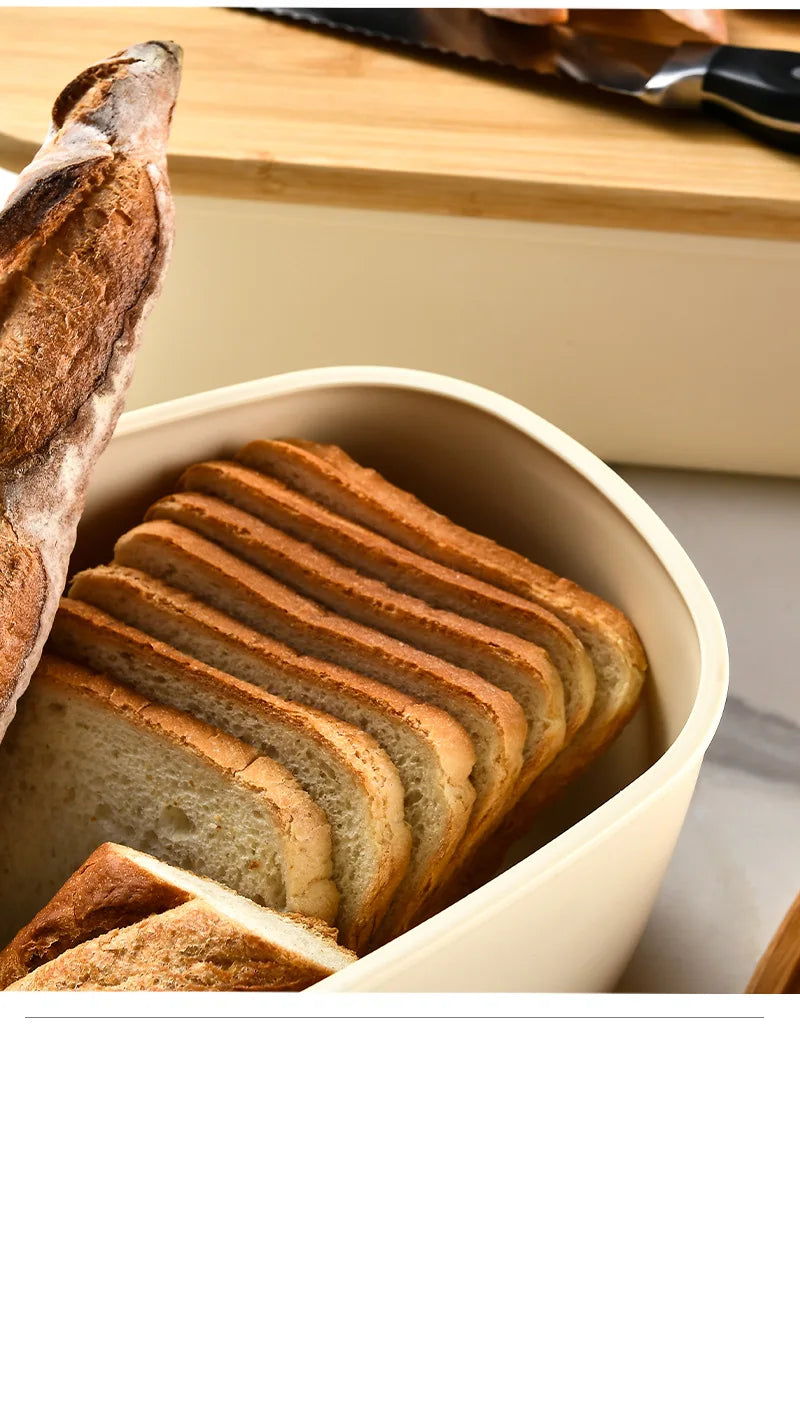 Bamboo Cover Storage Boxes Home Bakery Desktop Decor Organizer Kitchen Bread Box Dessert Snack Breadbasket Food Container