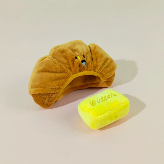 Hidden Food Sniffing Toy Squeaky Dog Toy Interactive Plush Toy Dog Chew Toy Pet Toys Croissant Bread Squeaking Sound Plush Toys