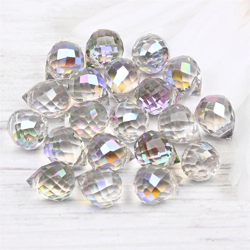 Austria Pear Shape Crystal Faceted Beads 10Mm Assorted Glass Spacer Chandelier Beads for Wedding Diy Necklace Bracelet Earring