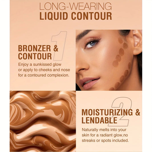 2 Colors Liquid Contour Cream, Long-Lasting Matte Effect, Silky And Waterproof Texture, Matte Effect, Face Bronzer, Face Makeu