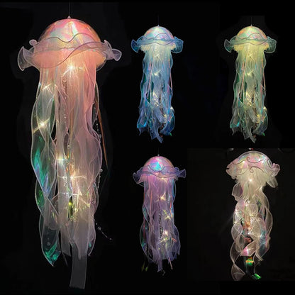 LED Jellyfish Lamp Colored DIY Mermaid Jellyfish Light Hand-held Luminous Lantern Girls Birthday Party Wedding Decor Night Light