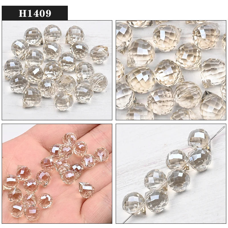 Austria Pear Shape Crystal Faceted Beads 10Mm Assorted Glass Spacer Chandelier Beads for Wedding Diy Necklace Bracelet Earring
