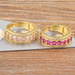 Nidin Light Luxury Cubic Zirconia Open Adjustable Rings For Women Fashion 5 Colors Gold Plated Finger Statement  Jewelry Gift