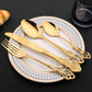 16Pcs Cutlery Sets Vintage Stainless Steel Tableware Dinner Knife Fork Dessert Spoon Dinnerware Set Kitchen Flatware