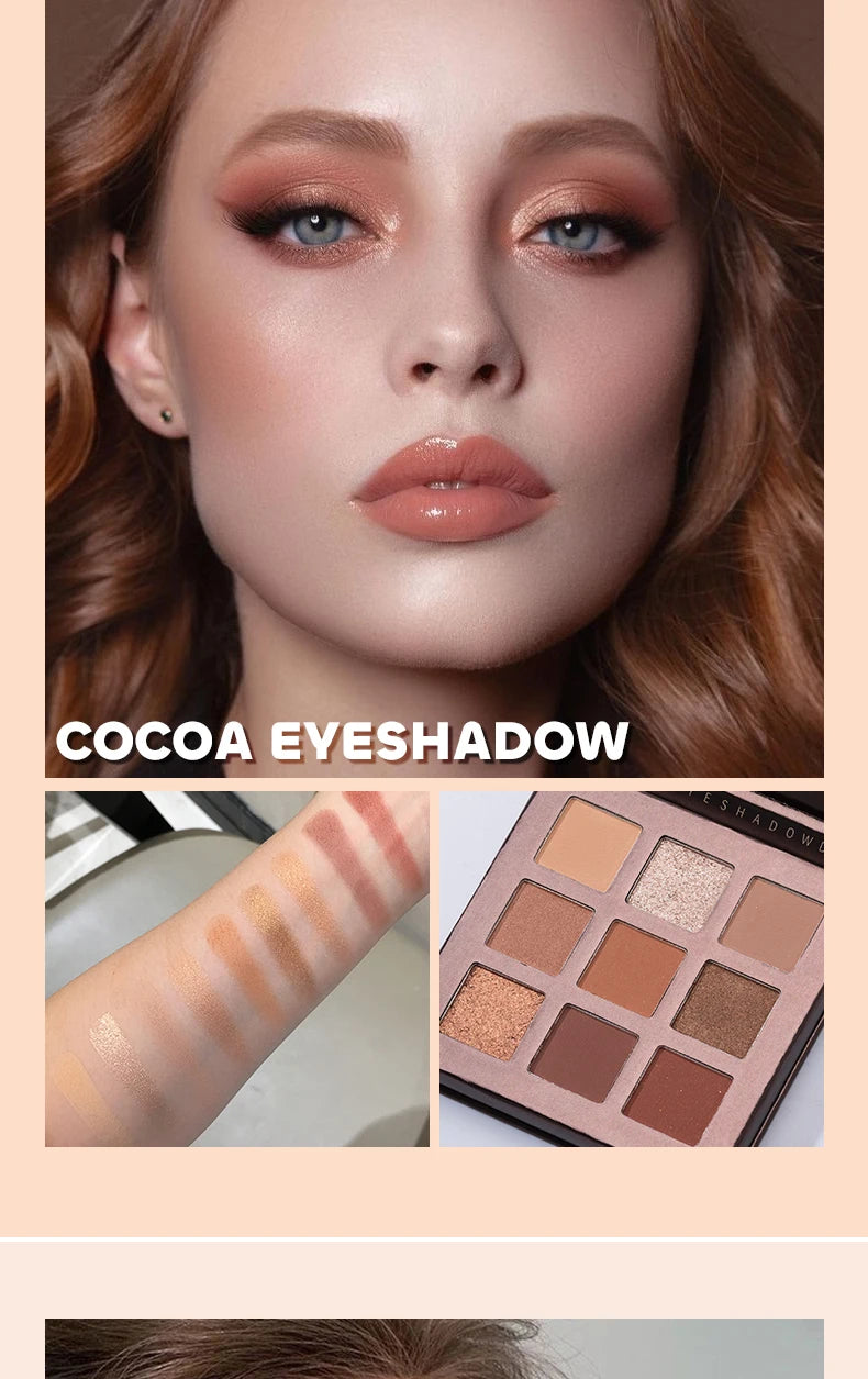 Beauty Glazed 9 Colors Eye Shadow Disc Makeup Palette Matte Shimmer Eye Pigmented Powder Make Up New Warm Earth Color Eyeshadow