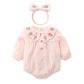 Infant Baby Girls Jumpsuit+Hat Embroidery Lace Stitching Cotton Long Sleeve Toddler Baby Girl Romper Spring Autumn Baby Clothes