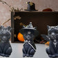 Black Cat Statue Mysterious Cute Cat Witch Cat Figurine Witches Decor Desk Ornament Hand-Painted Sculpture for Halloween 1PC