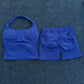 Yoga fitness set; strapless bra and shorts set; seamless backless vest; invisible elastic texture hip-lifting shorts