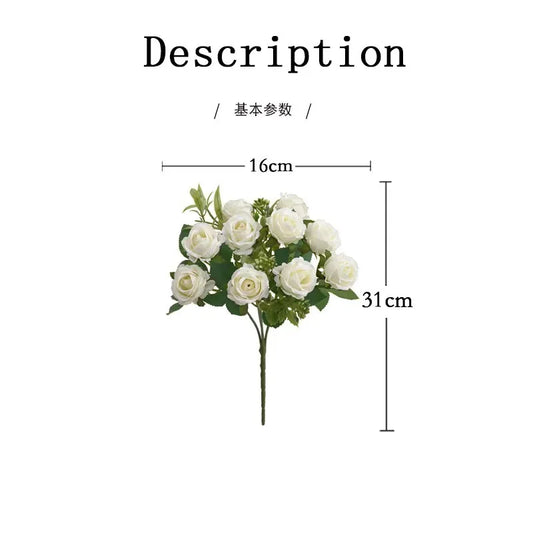 10 Heads Rose Bouquet Artificial Flowers Western Rose Wedding Decoration 6 Colors Peonies Fake Flowers Artificial Flowers