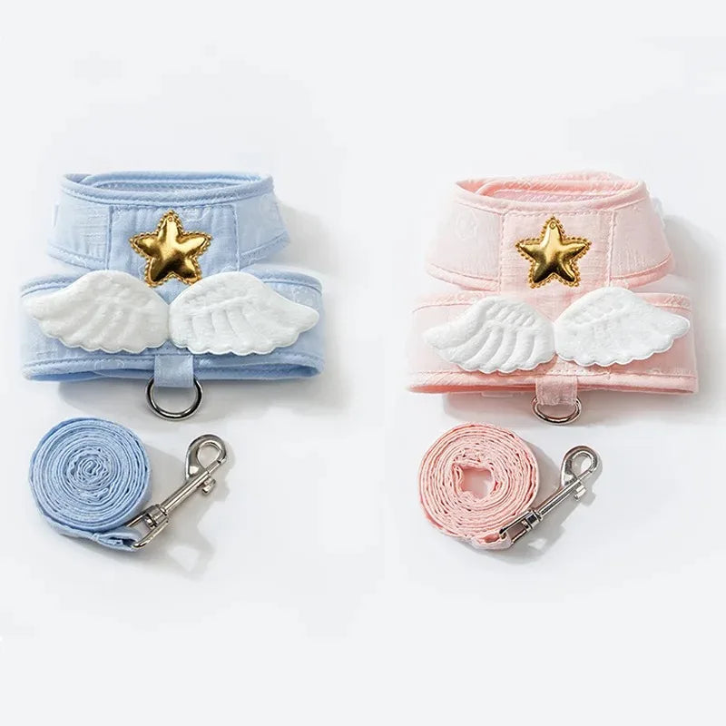 Pet Angel Wing Vest Harness with Leash Kawaii Personalized for Cat Dog Harness Necklace Accessories Cat Harness Leash 4 Season