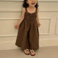 2025 Summer New Girls Jumpsuit Loose Children Wide Leg Pants Cotton Baby Girls Sling Pants Fashion Kids Clothes