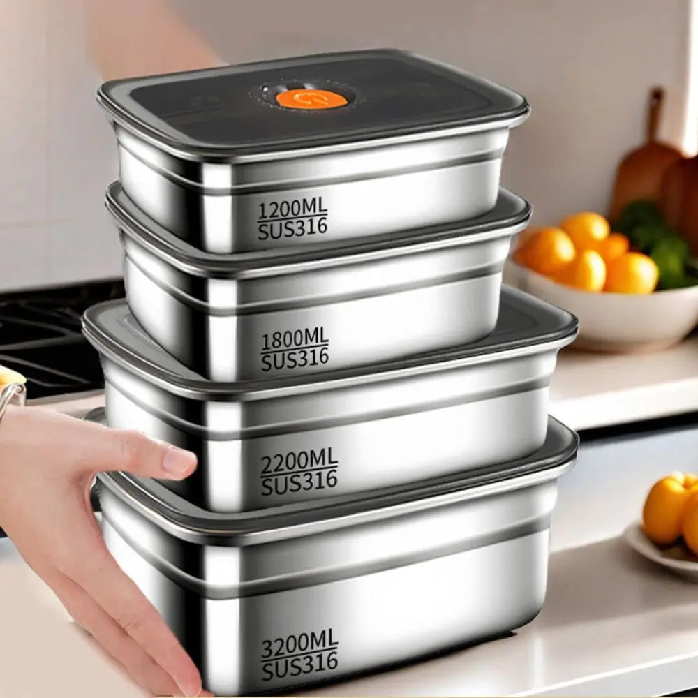 Stainless Steel Camping Lunch Box Leak-proof Sealed Bento Box Microwave Suitable Large Capacity Refrigerator Freezer Storage Box