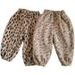 Korean Style Toddler Girls Corduroy Harem Pants 1-8Y Leopard Floral Print Autumn Winter Fleece-Lined or Thin Casual Pants