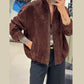 Stand Collar Long Sleeve Zipper Coat Women Elegant Pocket Ruched Loose Fitting Bomber Jacket Fashionable Ladies Autumn Outerwear
