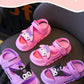 Sandals Girls Anime Kuromi Open Peep Toe Shoes Girly Summer Cute Cartoon Babys Purple Pink Slipper Kid Size 21-36