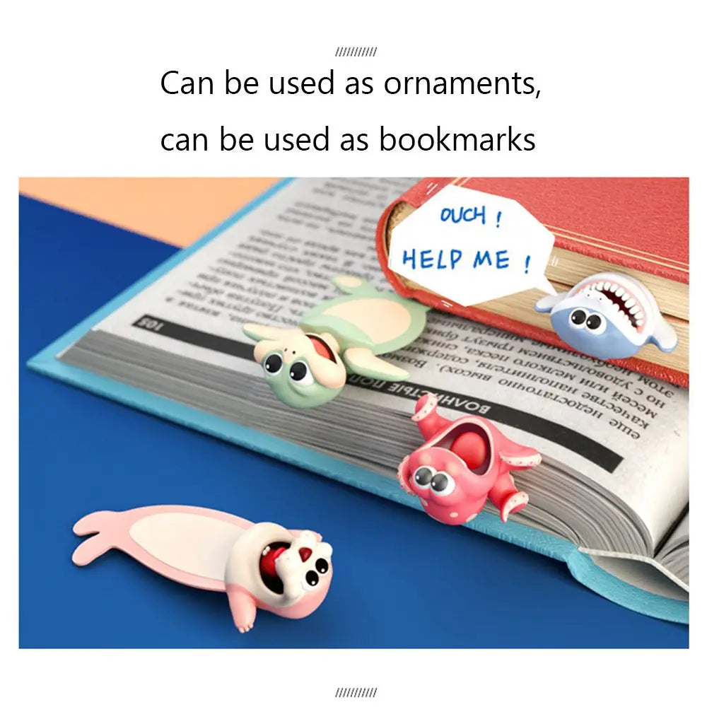3D Stereo Cartoon Marker Animal Bookmarks Ocean Series Seal Octopus Cat Panda And Shiba Inu Creative Stationery Children Gift
