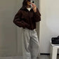 Stand Collar Long Sleeve Zipper Coat Women Elegant Pocket Ruched Loose Fitting Bomber Jacket Fashionable Ladies Autumn Outerwear