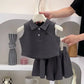 Girls Fashionable Two-Piece Set with Thin Lapel Trendy Sweet Cool Children's Clothing Ensemble