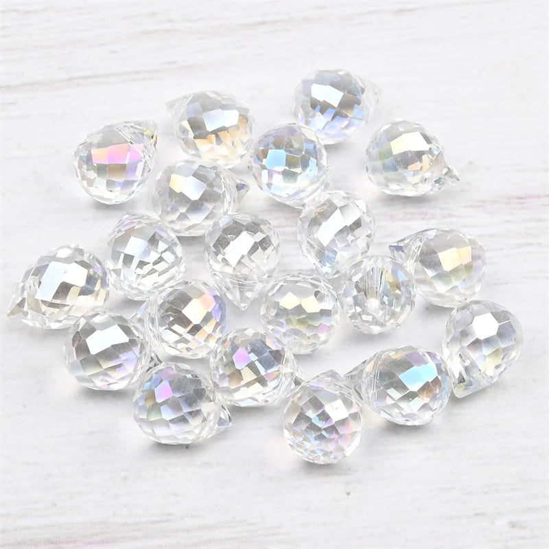 Austria Pear Shape Crystal Faceted Beads 10Mm Assorted Glass Spacer Chandelier Beads for Wedding Diy Necklace Bracelet Earring