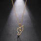 Cazador Stainless Steel Jewelry Geography Necklace Syria Map Heart Pendant Chain Necklace for Women Mother Gift Wholesale