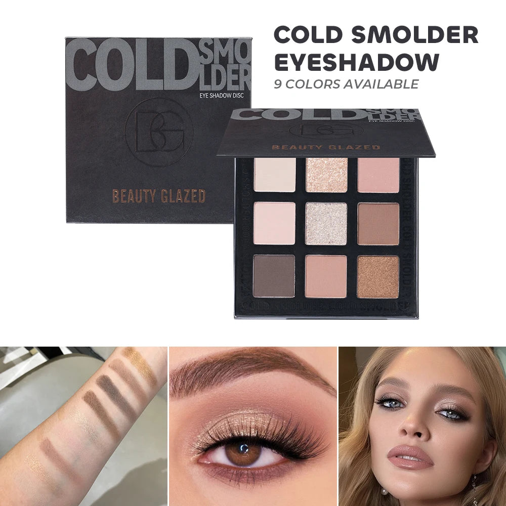 Beauty Glazed 9 Colors Eye Shadow Disc Makeup Palette Matte Shimmer Eye Pigmented Powder Make Up New Warm Earth Color Eyeshadow