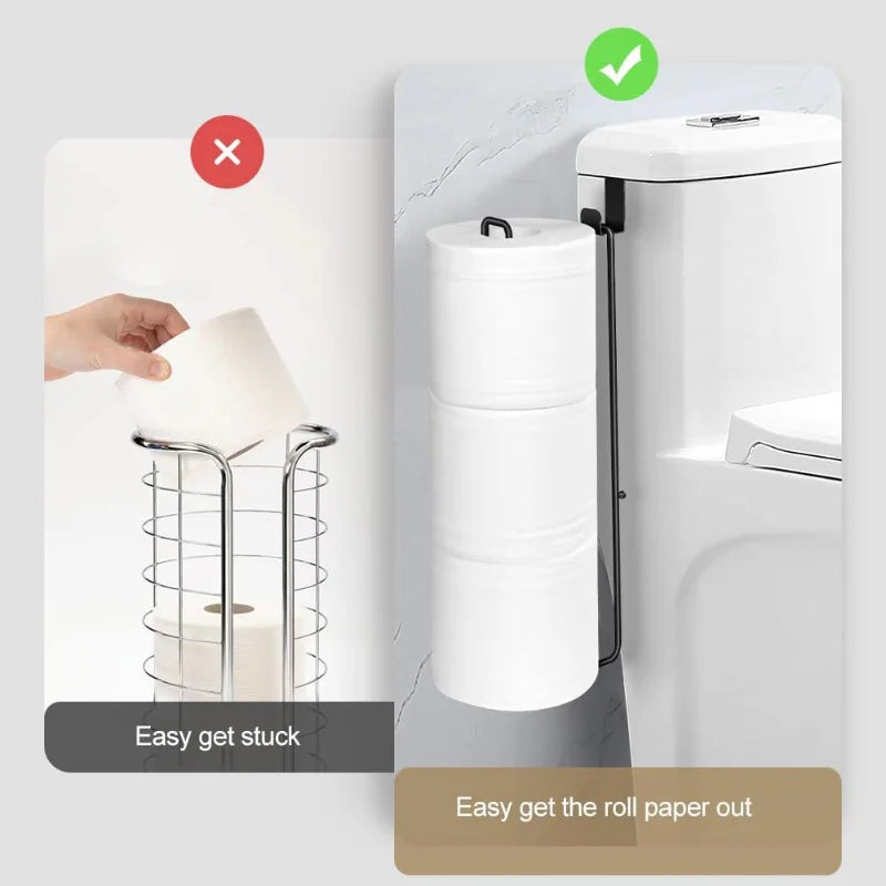 1pc Hanging Toilet Paper Holder with Patch, Bathroom Paper Towel Holder, No Drilling Wall Mount, for Kitchen and Bathroom