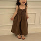 2025 Summer New Girls Jumpsuit Loose Children Wide Leg Pants Cotton Baby Girls Sling Pants Fashion Kids Clothes