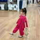 Summer Spring Baby Girls Cotton Loose Red Plaid Ruffle Sleeves Shirt Tops+Crop Pant Sets Child Outfit Kids 2PCS Tracksuit 2-10Yr