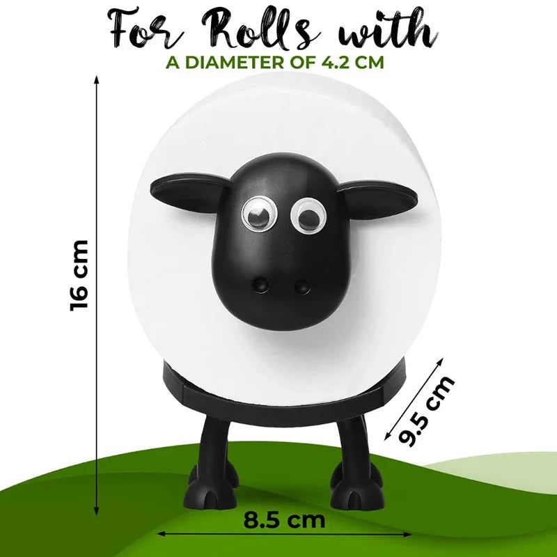 Sheep Toilet Paper Stand, Adorable Resin, Sheep Fabric Box, Stackable for Home, Bathroom, Vanity, Night Stand