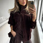 TRAFZA Women Autumn Casual Loose Coats Female Fashion High Collar Zipper Side Pocket Design Jackets Solid Street Style Coats