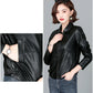New Women Sheepskin Jacket Spring Autumn 2025 Fashion Casual Long Sleeve Short Zipper Leather Coat Loose Split Leather Outerwear