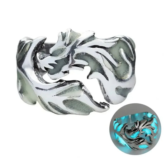 Luminous Dragon Rings for Men Women Punk Rings Free Size Finger Ring Glow in The Dark Ring Ring Jewelry